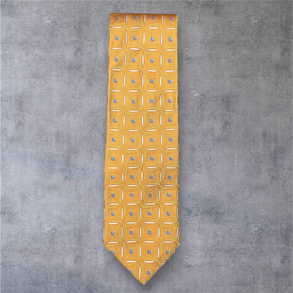 Jos. A. Bank Signature Silk Tie Orange Geometric USA Made Classic